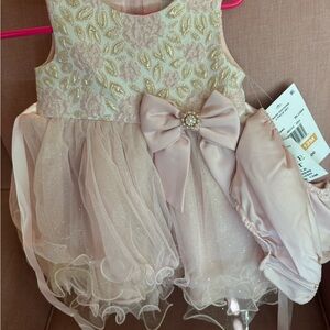Pink and Gold Formal Baby Dress